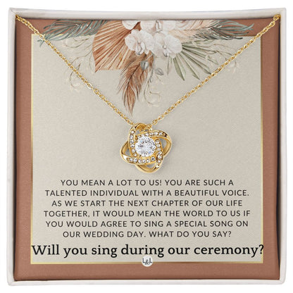 Wedding Ceremony Singer Proposal - Will You Sign At Our Wedding - From The Bride and The Groom , Terracotta, Rust And Gold Wedding Theme - Liliana and Liam