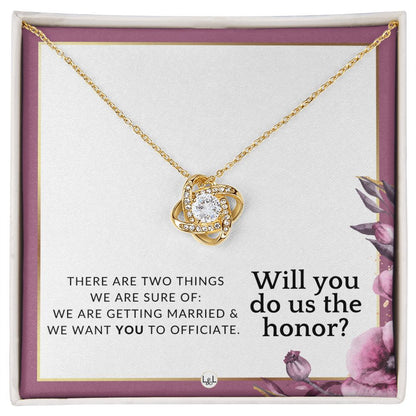 Wedding Officiant Proposal - Female Wedding Officiant, Pastor, Celebrants - Do Us The Honor , Pink Floral and Boho Wedding Theme - Liliana and Liam