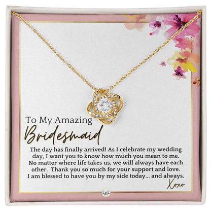 Bridesmaid Gift - On My Wedding Day From Bride - Wedding Party Thank You Jewelry Accessories , Pink Floral and Boho Wedding Theme - Liliana and Liam