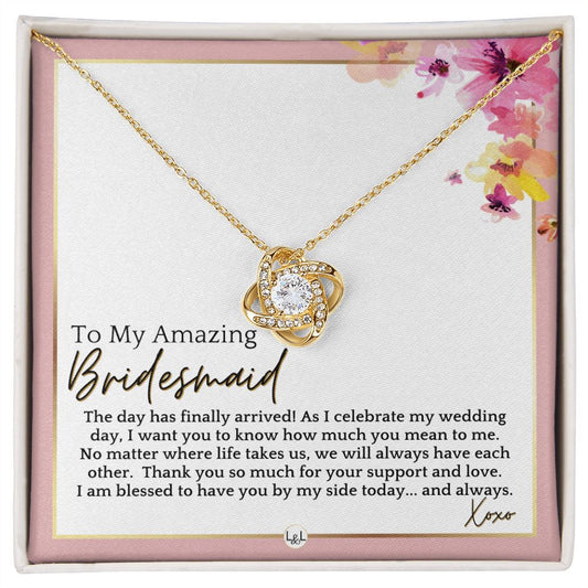 Bridesmaid Gift - On My Wedding Day From Bride - Wedding Party Thank You Jewelry Accessories , Pink Floral and Boho Wedding Theme - Liliana and Liam
