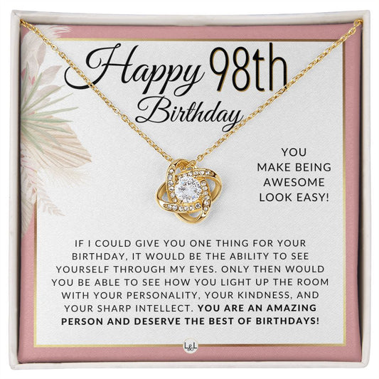 98th Birthday Gift For Her - Necklace For 98 Year Old - Beautiful Woman's Birthday Pendant Jewelry - Liliana and Liam