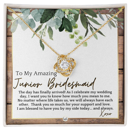 Junior Bridesmaid Gift - On My Wedding Day For Jr. Bridesmaid - Wedding Party Thank You Gift , Rustic and Wood Wedding Theme - Liliana and Liam