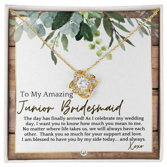 Junior Bridesmaid Gift - On My Wedding Day For Jr. Bridesmaid - Wedding Party Thank You Gift , Rustic and Wood Wedding Theme - Liliana and Liam