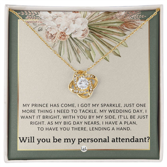 Wedding Personal Attendant Proposal - Will You Be My Helper, Bridal Concierge, Lady in Waiting , Sage Green & Boho Wedding Theme - Liliana and Liam