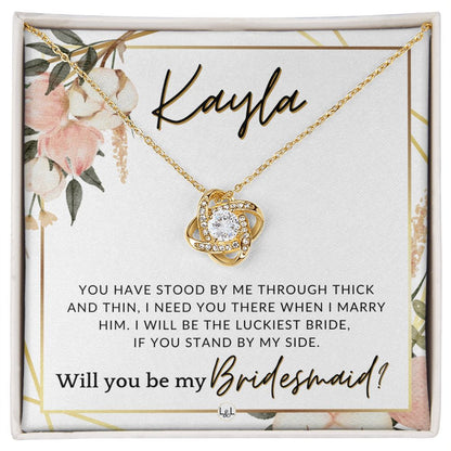 Bridesmaid Proposal Custom Name - Wedding Party Jewelry Accessories From Bride - Need You There , Pink Floral and Boho Wedding Theme - Liliana and Liam