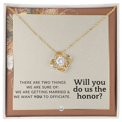 Wedding Officiant Proposal - Female Wedding Officiant, Pastor, Celebrants - Do Us The Honor , Terracotta, Rust And Gold Wedding Theme - Liliana and Liam