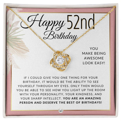 52nd Birthday Gift For Her - Necklace For 52 Year Old - Beautiful Woman's Birthday Pendant Jewelry - Liliana and Liam