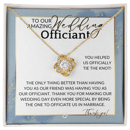 Officiant Gift - Thank You Thank You For Marrying Us - Female Wedding Officiant or Pastor Gift , Dusty Blue And Gold Wedding Theme - Liliana and Liam
