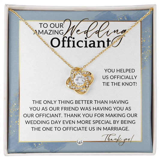 Officiant Gift - Thank You Thank You For Marrying Us - Female Wedding Officiant or Pastor Gift , Dusty Blue And Gold Wedding Theme - Liliana and Liam