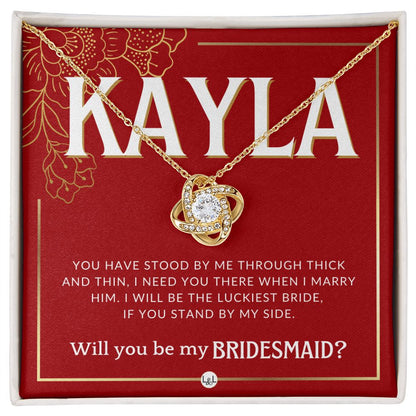 Bridesmaid Proposal Custom Name- Wedding Party Jewelry Accessories From Bride - Need You There Necklace - Red and Gold Wedding Theme