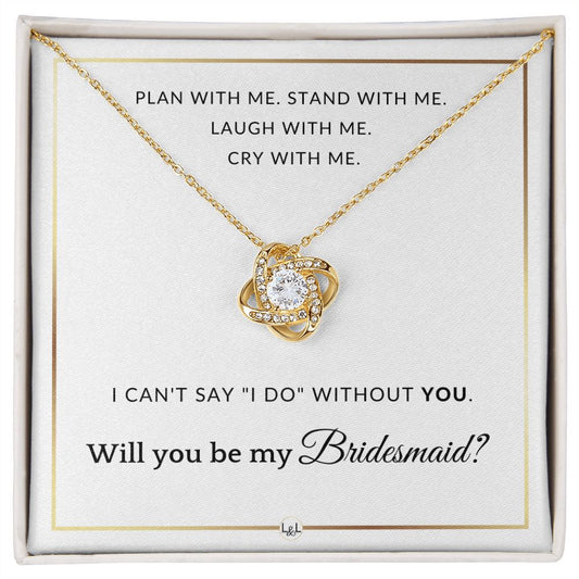 Bridesmaid Proposal - Wedding Party Necklace - Gift From Bride - Will you be my Bridesmaid - Elegant White and Gold Wedding Theme