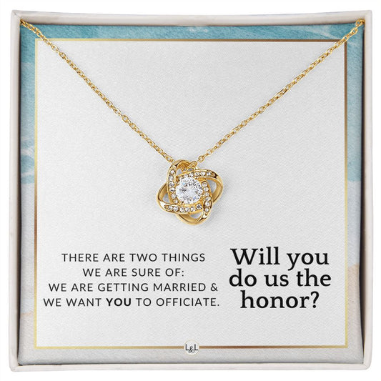 Wedding Officiant Proposal - Female Wedding Officiant, Pastor, Celebrants - Do Us The Honor , Beach and Destination Wedding Theme - Liliana and Liam