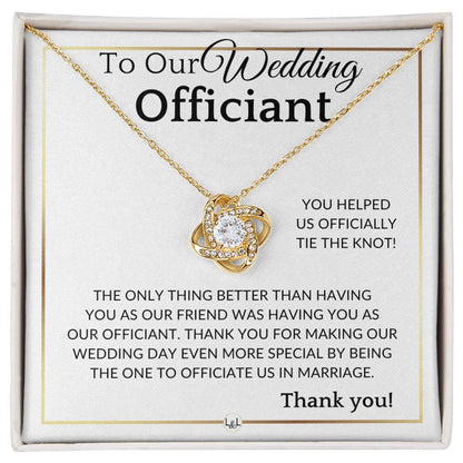 Officiant Gift - Thank You - Female Wedding Officiant Gift - Elegant White and Gold Wedding Theme