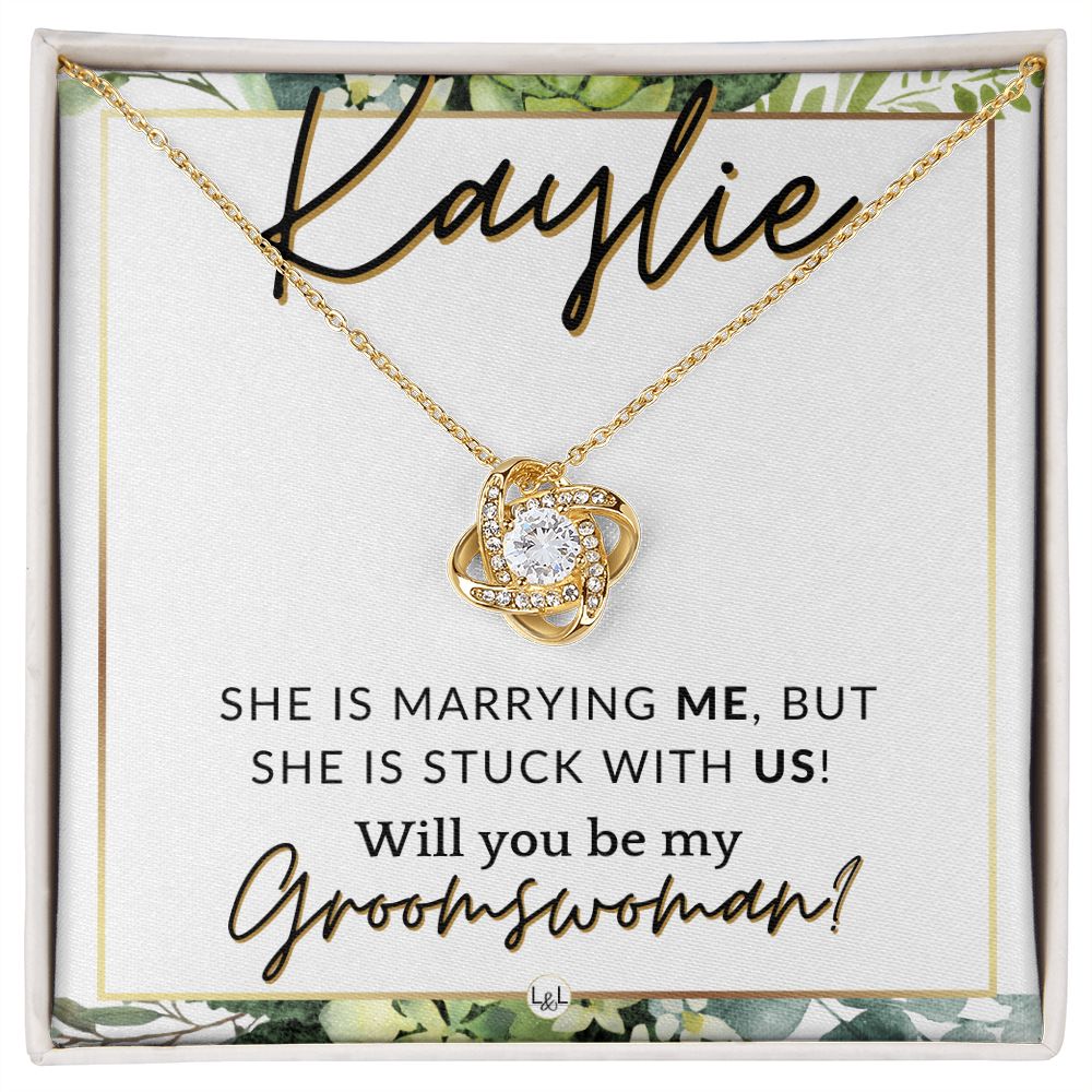 Groomswoman Proposal, Custom Name, From Groom - Be My Groomswoman - Wedding Party Accessories , White and Green, Eucalyptus Wedding