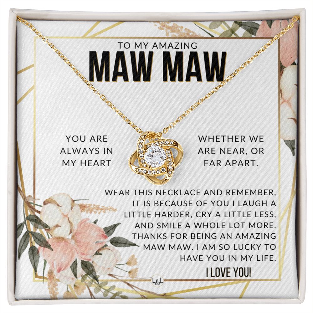 Maw Maw Gift - Beautiful Women's Pendant - From Granddaughter, Grandson, Grandkids - Great For Mother's Day, Christmas, or Birthday