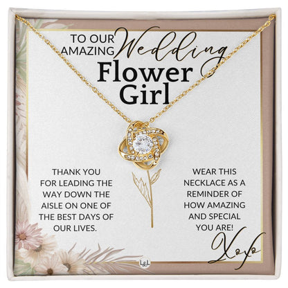 Flower Girl Necklace - Wedding Party Thank You Gift - Gratitude Gift, Token of Appreciation , Pink Floral and Boho Wedding Theme - Liliana and Liam