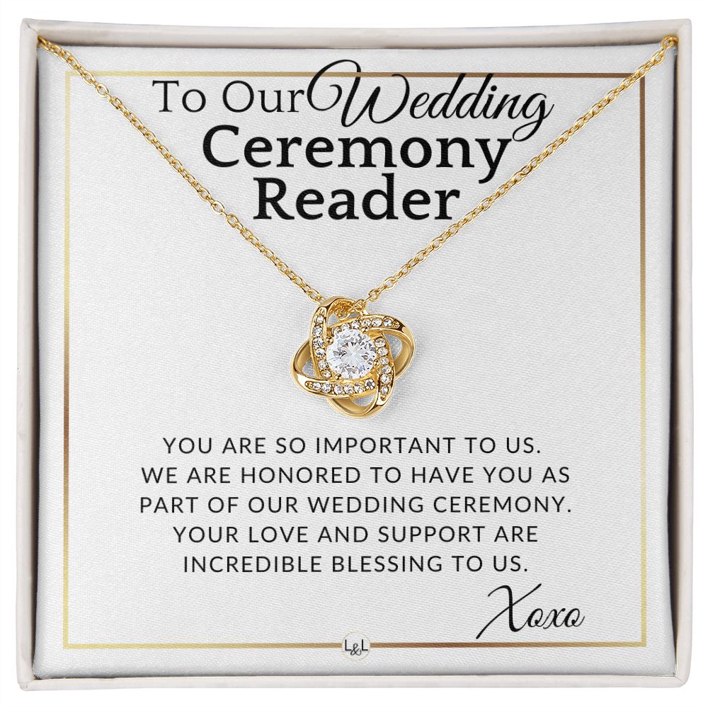 Wedding Ceremony Reader Gift, Lector Gift - Elegant White and Gold Wedding Theme