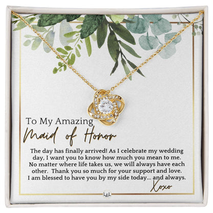Maid of Honor Gift - MOH On My Wedding Day - Great Wedding Party Thank You Gift From The Bride , White and Green, Eucalyptus Wedding - Liliana and Liam