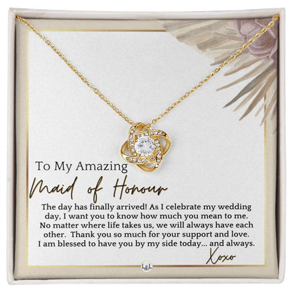 Maid of Honour Gift - On My Wedding Day - Great Wedding Party Thank You Gift From The Bride , Pink Floral and Boho Wedding Theme - Liliana and Liam
