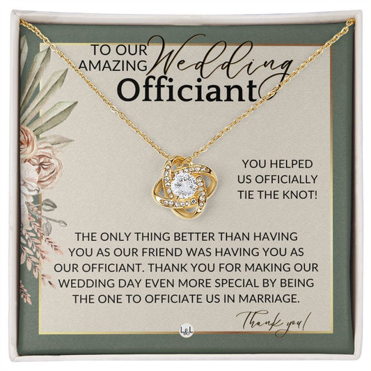 Officiant Gift - Thank You Thank You For Marrying Us - Female Wedding Officiant or Pastor Gift , Sage Green & Boho Wedding Theme - Liliana and Liam