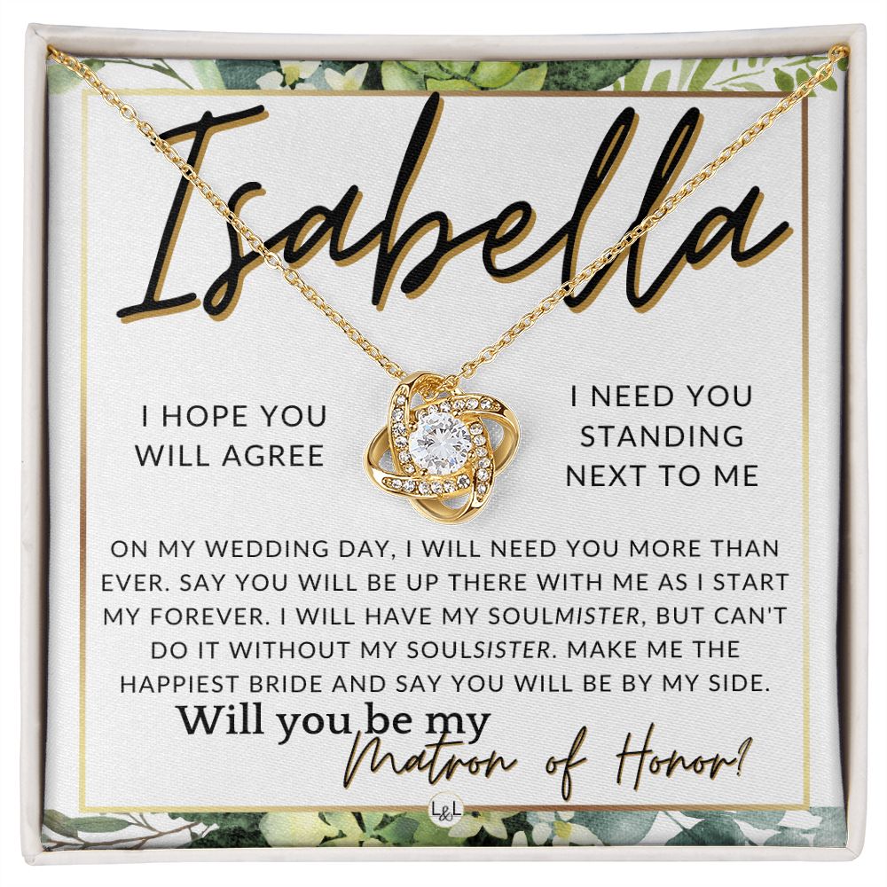 Matron of Honor Proposal Gift, Custom Name, Be My MOH Gift From Bride, By My Side Wedding Party , White and Green, Eucalyptus Wedding