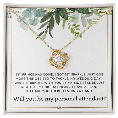 Wedding Personal Attendant Proposal - Will You Be My Helper, Bridal Concierge, Lady in Waiting , White and Green, Eucalyptus Wedding - Liliana and Liam