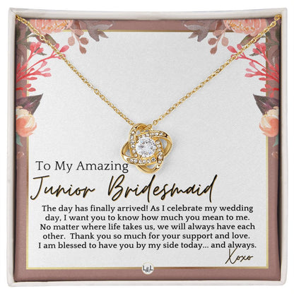 Junior Bridesmaid Gift - On My Wedding Day For Jr. Bridesmaid - Wedding Party Thank You Gift , Pink Floral and Boho Wedding Theme - Liliana and Liam
