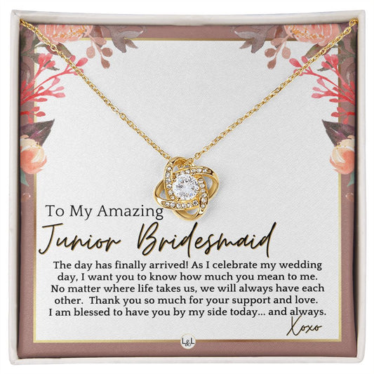 Junior Bridesmaid Gift - On My Wedding Day For Jr. Bridesmaid - Wedding Party Thank You Gift , Pink Floral and Boho Wedding Theme - Liliana and Liam