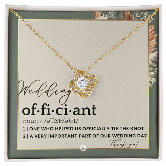 Officiant Gift - Thank You Gift For Female Wedding Officiant, Pastor - Thank You For Marrying Us , Sage Green & Boho Wedding Theme - Liliana and Liam