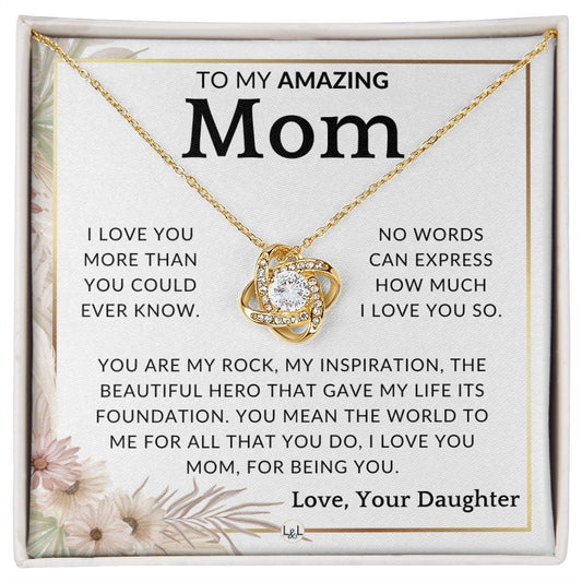 Gift for Mom - My Rock - To Mother, From Daughter - Beautiful Women's Pendant Necklace - Great For Mother's Day, Christmas, or Her Birthday - Liliana and Liam