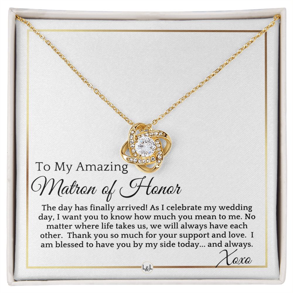 Matron of Honor Gift -  On My Wedding Day - Wedding Party Thank You Gift - Elegant White and Gold Wedding Theme