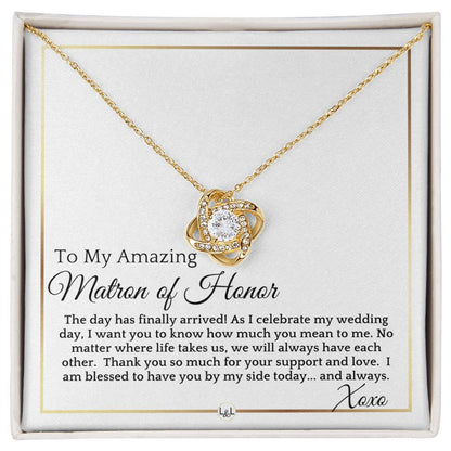Matron of Honor Gift - On My Wedding Day - Wedding Party Thank You Gift - Elegant White and Gold Wedding Theme - Liliana and Liam