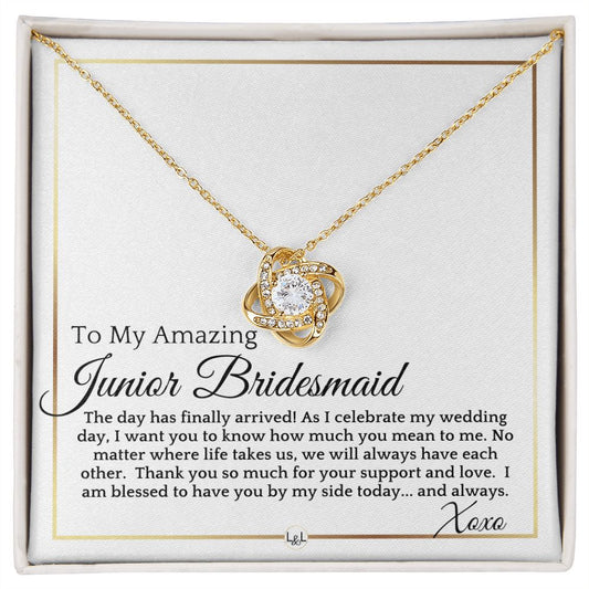Junior Bridesmaid Gift - On My Wedding Day - Wedding Party Thank You Gift - Elegant White and Gold Wedding Theme - Liliana and Liam