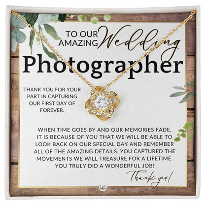 Wedding Photographer Gift - Thank You From The Couple - Gratitude Gift, Token of Appreciation , Rustic and Wood Wedding Theme - Liliana and Liam