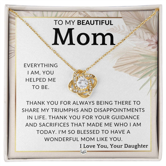Gift for Mom - You Helped Me - To Mother, From Daughter - Beautiful Women's Pendant Necklace - Great For Mother's Day, Christmas, or Her Birthday