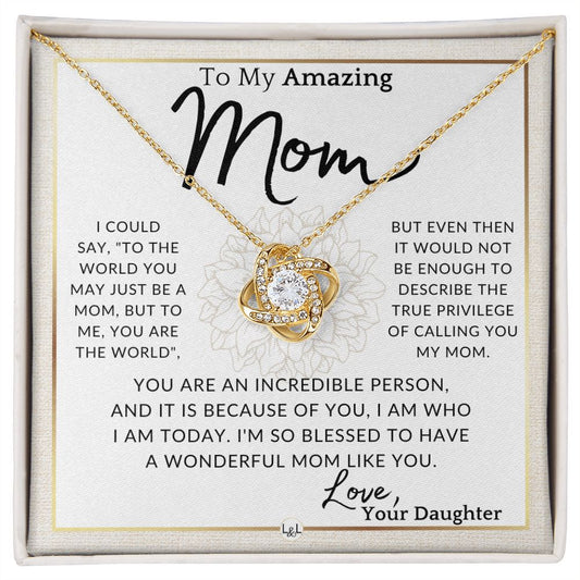 Gift for Mom - True Privilege - To My Mother, From Daughter - A Beautiful Women's Pendant Necklace - Great For Mother's Day, Christmas, or Her Birthday - Liliana and Liam