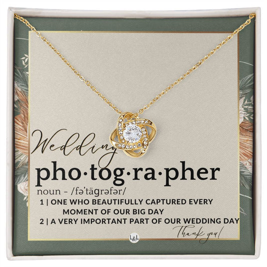 Wedding Photographer Gift - Thank You From Bride & Groom - Gratitude Gift, Token of Appreciation , Sage Green & Boho Wedding Theme - Liliana and Liam