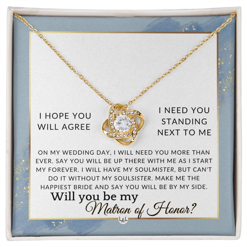 Matron of Honor Proposal Gift - Be My MOH Gift From Bride - By My Side- Wedding Party Accessory , Dusty Blue And Gold Wedding Theme
