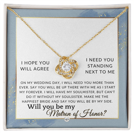 Matron of Honor Proposal Gift - Be My MOH Gift From Bride - By My Side - Wedding Party Accessory , Dusty Blue And Gold Wedding Theme - Liliana and Liam
