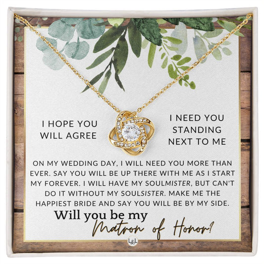 Matron of Honor Proposal Gift - Be My MOH Gift From Bride - By My Side - Wedding Party Accessory , Rustic and Wood Wedding Theme - Liliana and Liam