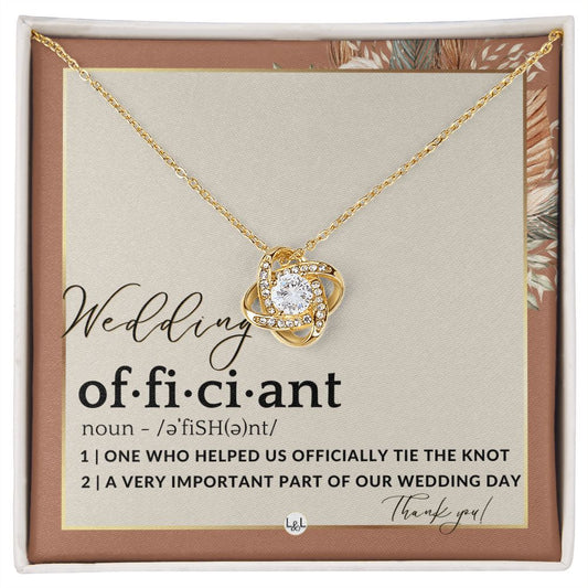 Officiant Gift - Thank You Gift For Female Wedding Officiant, Pastor - Thank You For Marrying Us , Terracotta, Rust And Gold Wedding Theme - Liliana and Liam