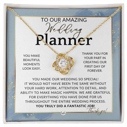 Wedding Event Planner Gift - Thank You From The Couple - Gratitude Gift, Token of Appreciation , Dusty Blue And Gold Wedding Theme - Liliana and Liam