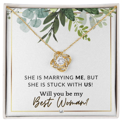 Best Woman Proposal - Gift From Groom - Will You Be My Best Woman - Wedding Party Accessories , White and Green, Eucalyptus Wedding - Liliana and Liam
