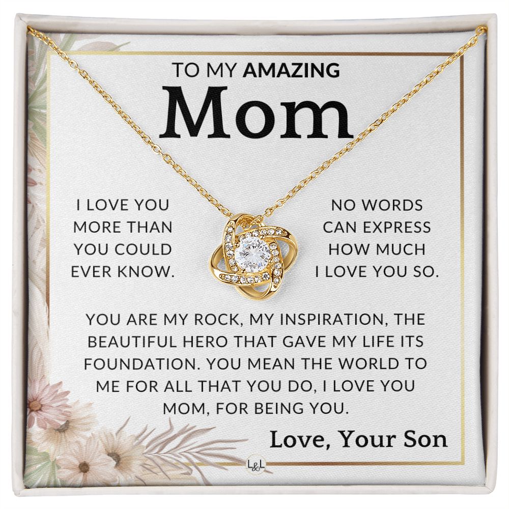 Gift for Mom, From Son - My Rock - To Mother, From Son - Beautiful Women's Pendant Necklace - Great For Mother's Day, Christmas, or Her Birthday