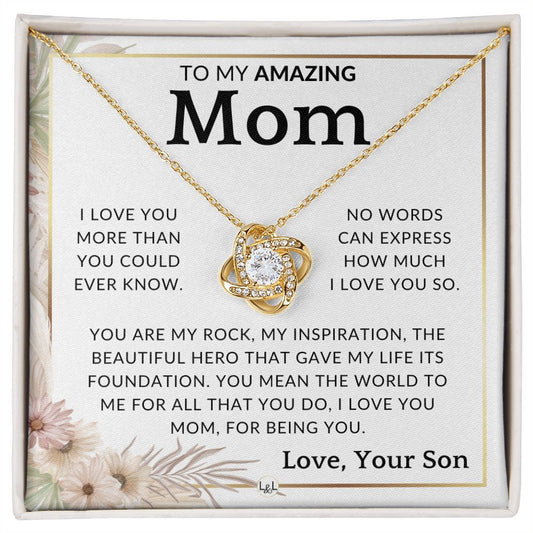 Gift for Mom, From Son - My Rock - To Mother, From Son - Beautiful Women's Pendant Necklace - Great For Mother's Day, Christmas, or Her Birthday - Liliana and Liam