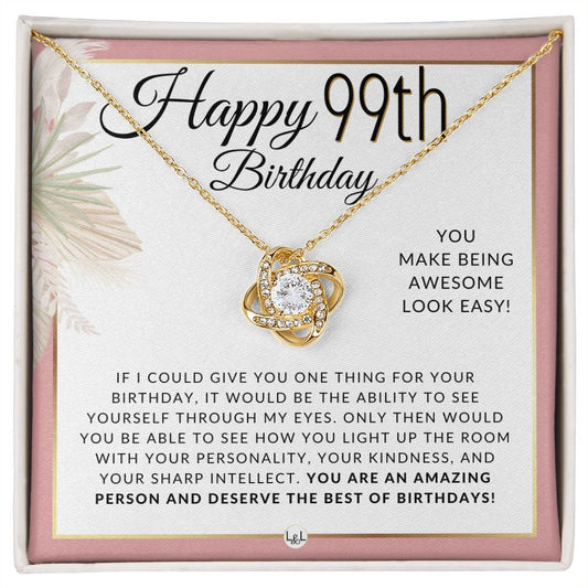 99th Birthday Gift For Her - Necklace For 99 Year Old - Beautiful Woman's Birthday Pendant Jewelry - Liliana and Liam