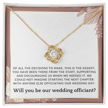 Wedding Officiant Proposal - Female Wedding Officiant, Pastor, Celebrants - Of All The Decisions , Pink Floral and Boho Wedding Theme - Liliana and Liam
