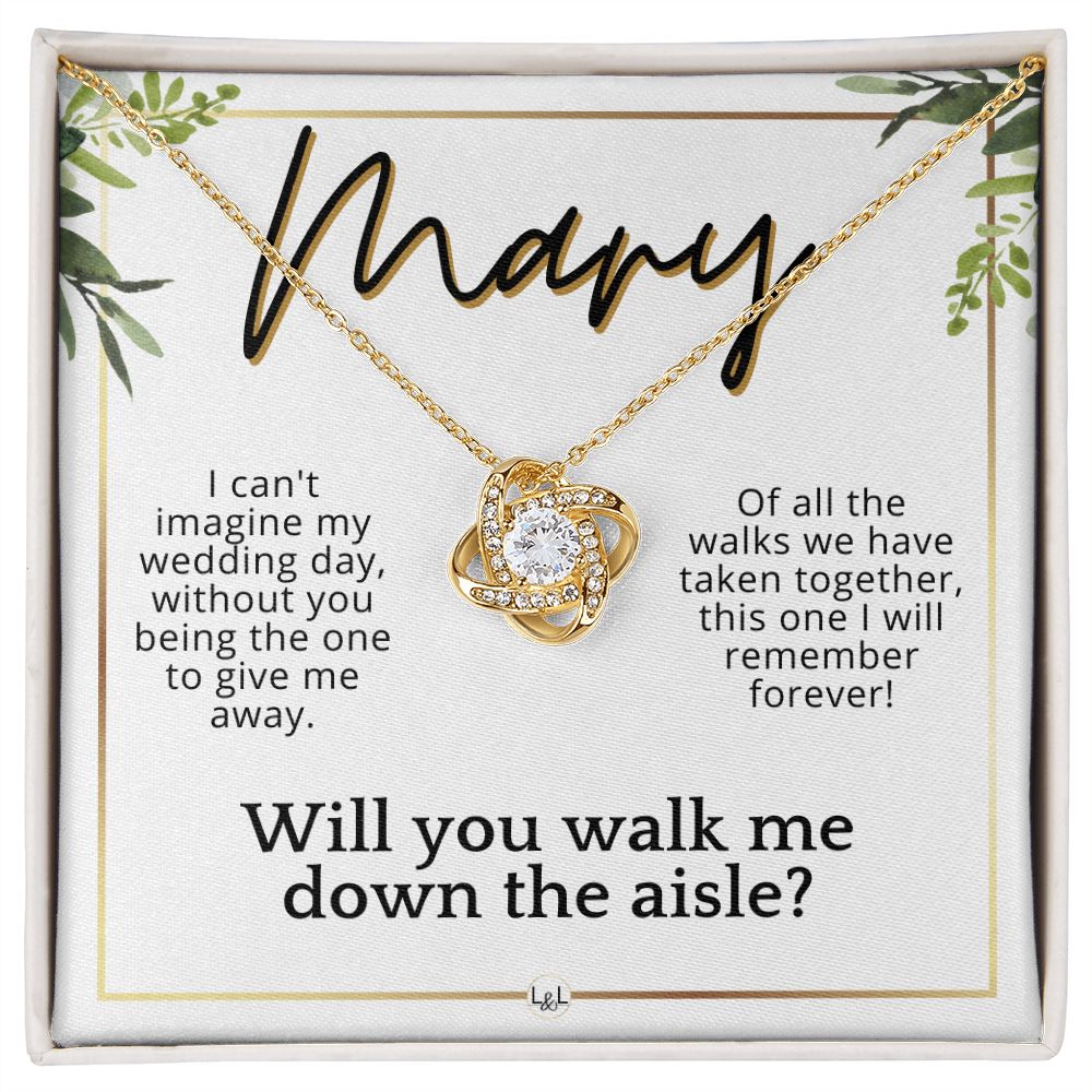 Will You Walk Me Down The Aisle - Custom Name Wedding Day Give Me Away Proposal From The Bride , White and Green, Eucalyptus Wedding