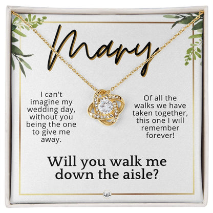 Will You Walk Me Down The Aisle - Custom Name Wedding Day Give Me Away Proposal From The Bride , White and Green, Eucalyptus Wedding