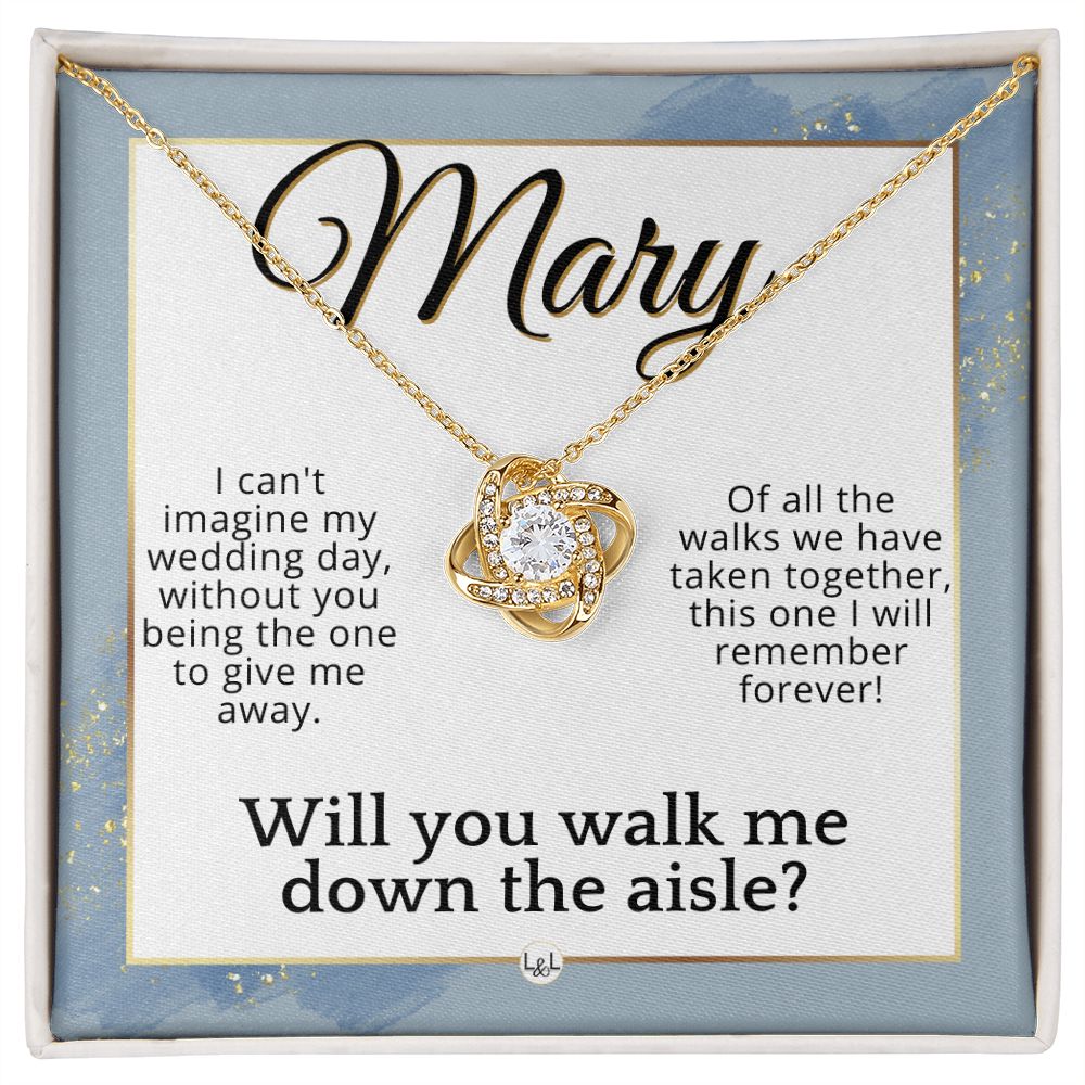 Will You Walk Me Down The Aisle - Custom Name Wedding Day Give Me Away Proposal From The Bride , Dusty Blue And Gold Wedding Theme
